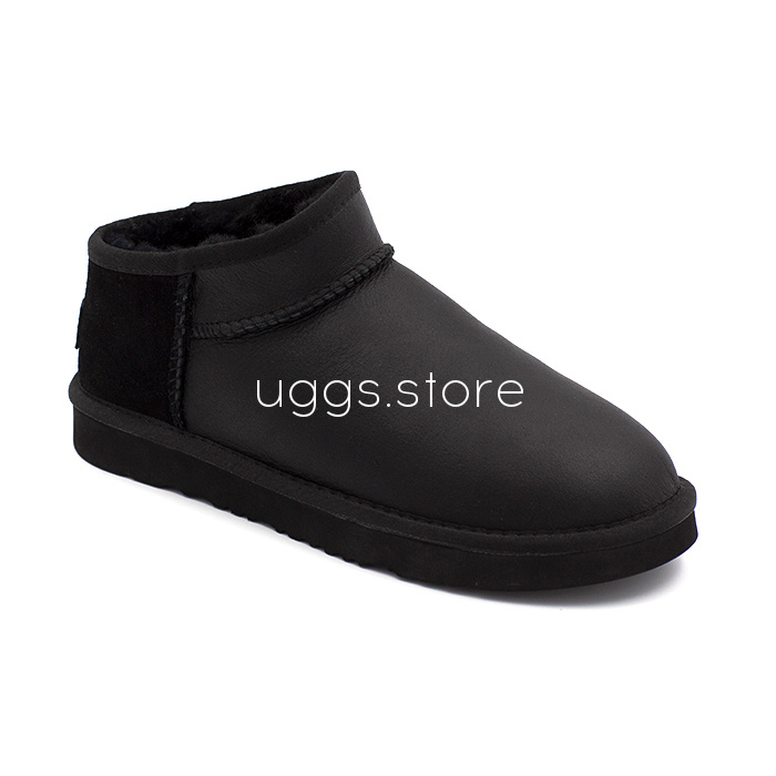 Classic Ultra Mini Leather Black (кожа) - uggs.store