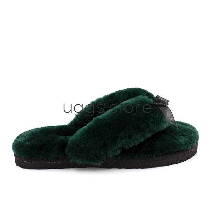 Тапочки Fluff Flip Flop II Dark Green - uggs.store