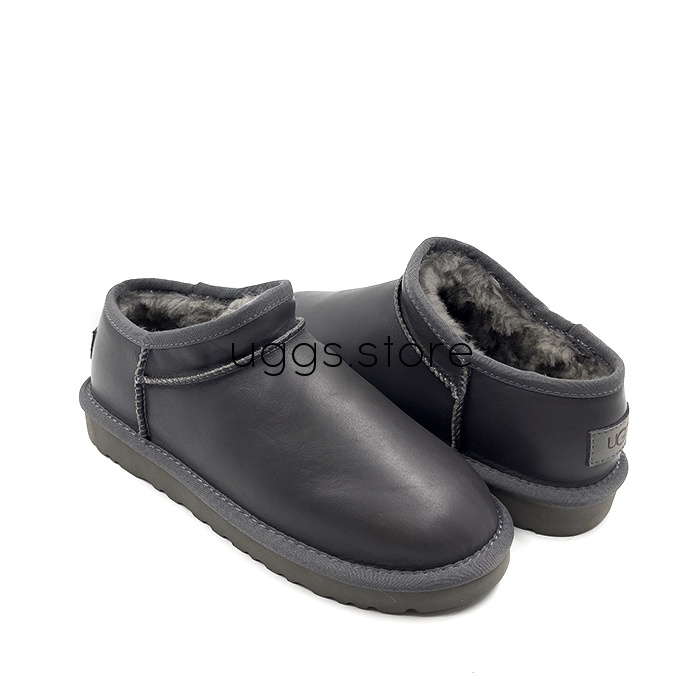 Tasman Slipper Leather Grey (кожа) - uggs.store