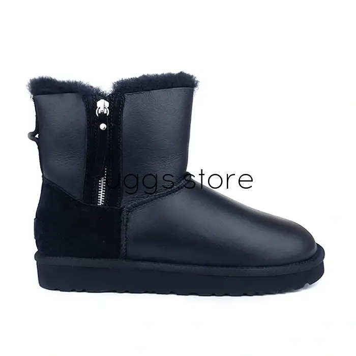 Classic Mini Double Zip Metallic Black (влагостойкие) - uggs.store