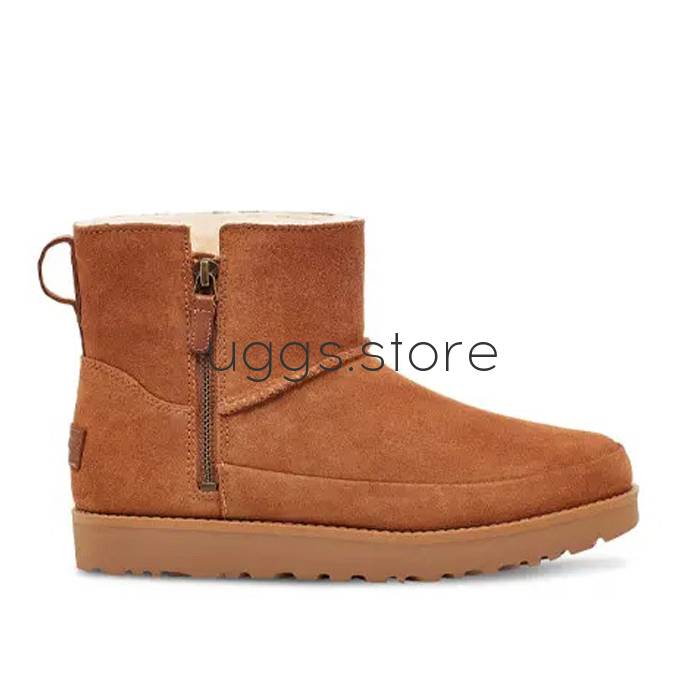 Classic Mini Zip Suede Chestnut - uggs.store
