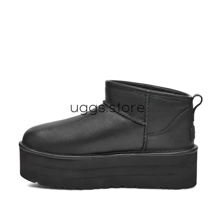 Classic Ultra Mini Platform Leather Black (кожа) - uggs.store