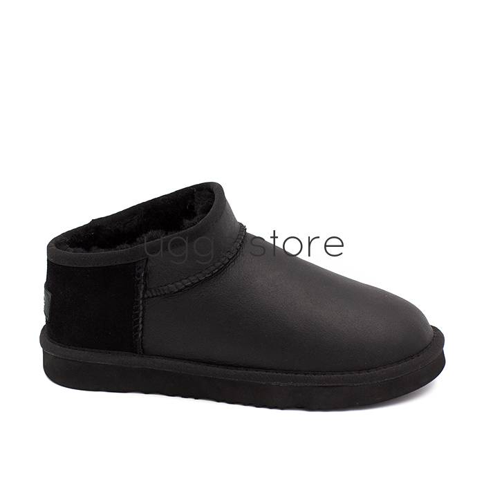 Classic Ultra Mini Leather Black (кожа) - uggs.store