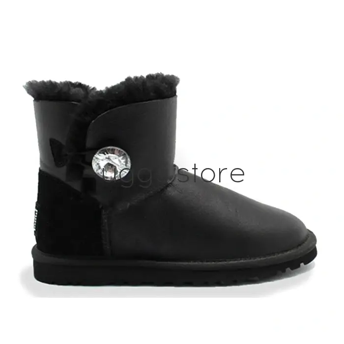 Mini Bailey Button Bling Metallic Black (влагостойкие) - uggs.store