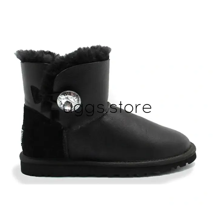 Mini Bailey Button Bling Metallic Black (влагостойкие) - uggs.store