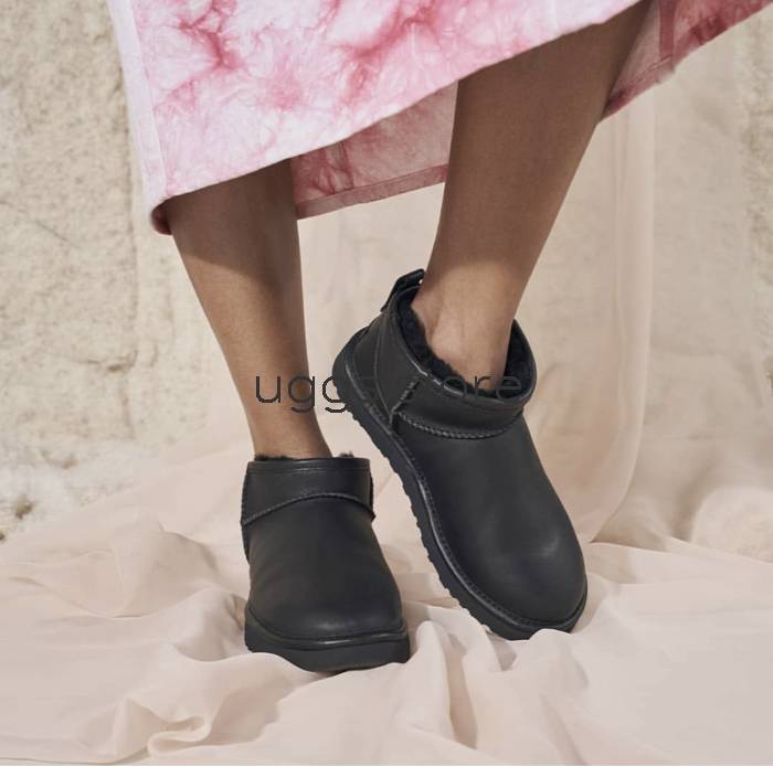 Classic Ultra Mini Leather Black (кожа) - uggs.store