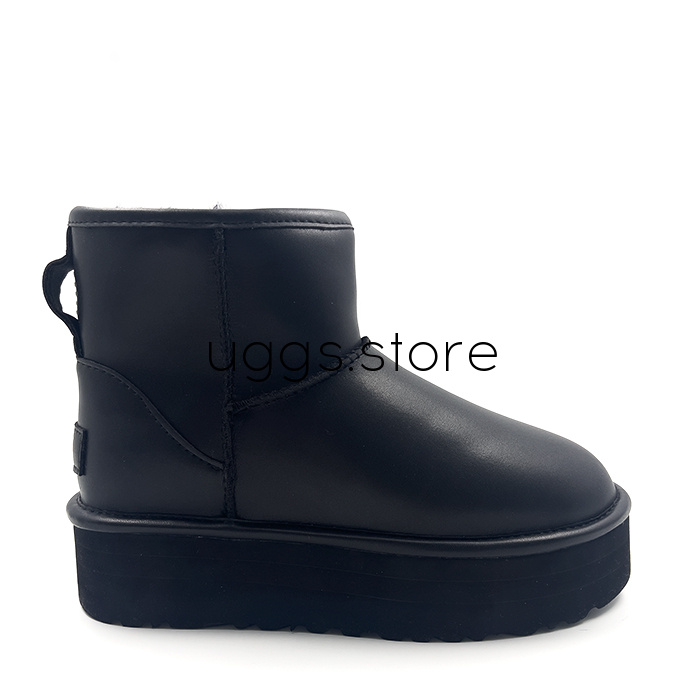 Classic Mini Platform Black Leather  (кожа) - uggs.store