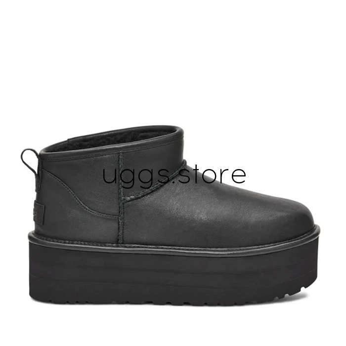 Classic Ultra Mini Platform Leather Black (кожа) - uggs.store